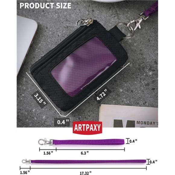 Minimalist Wallet For Mens Womens, Keychain RFID Blocking Zipper Small Wallet - Picture 2 of 7